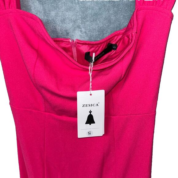 NWT ZESICA OFF SHOULDER HIGH SLIT BODYCON MAXI DRESS PINK EVENING GOWN SMALL - Picture 6 of 8
